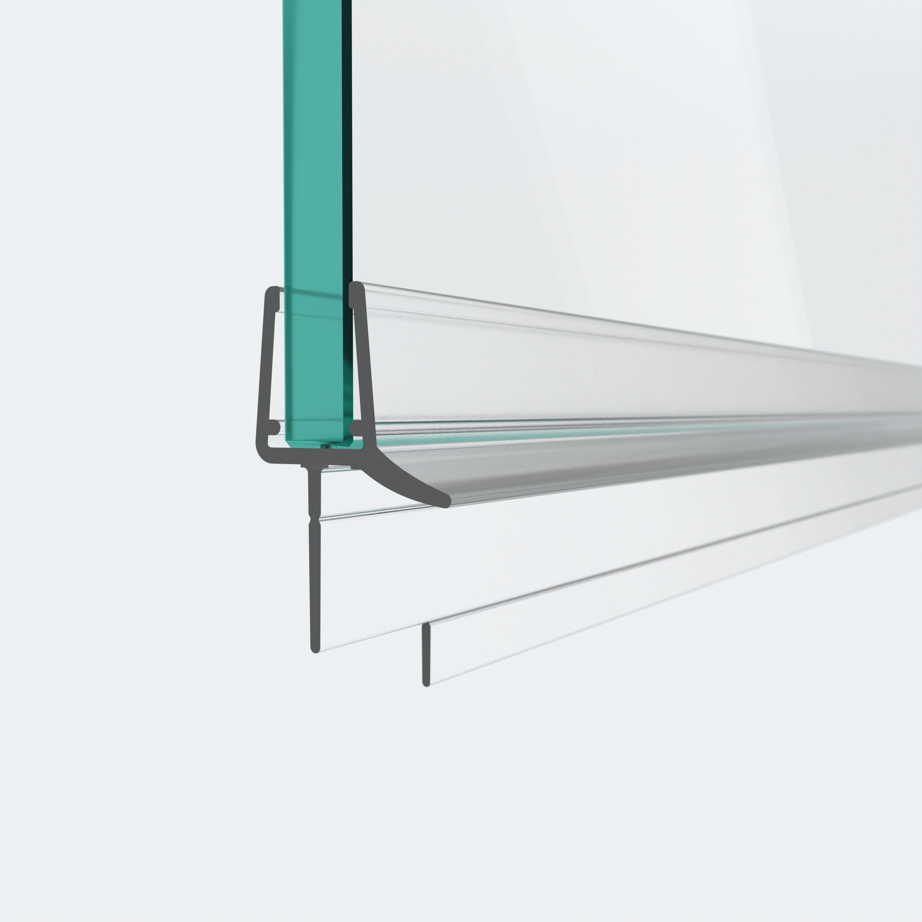3D-Modell für eine Schleiflippendichtung mit gekürzter Dichtlippe in einer 180°-Situation