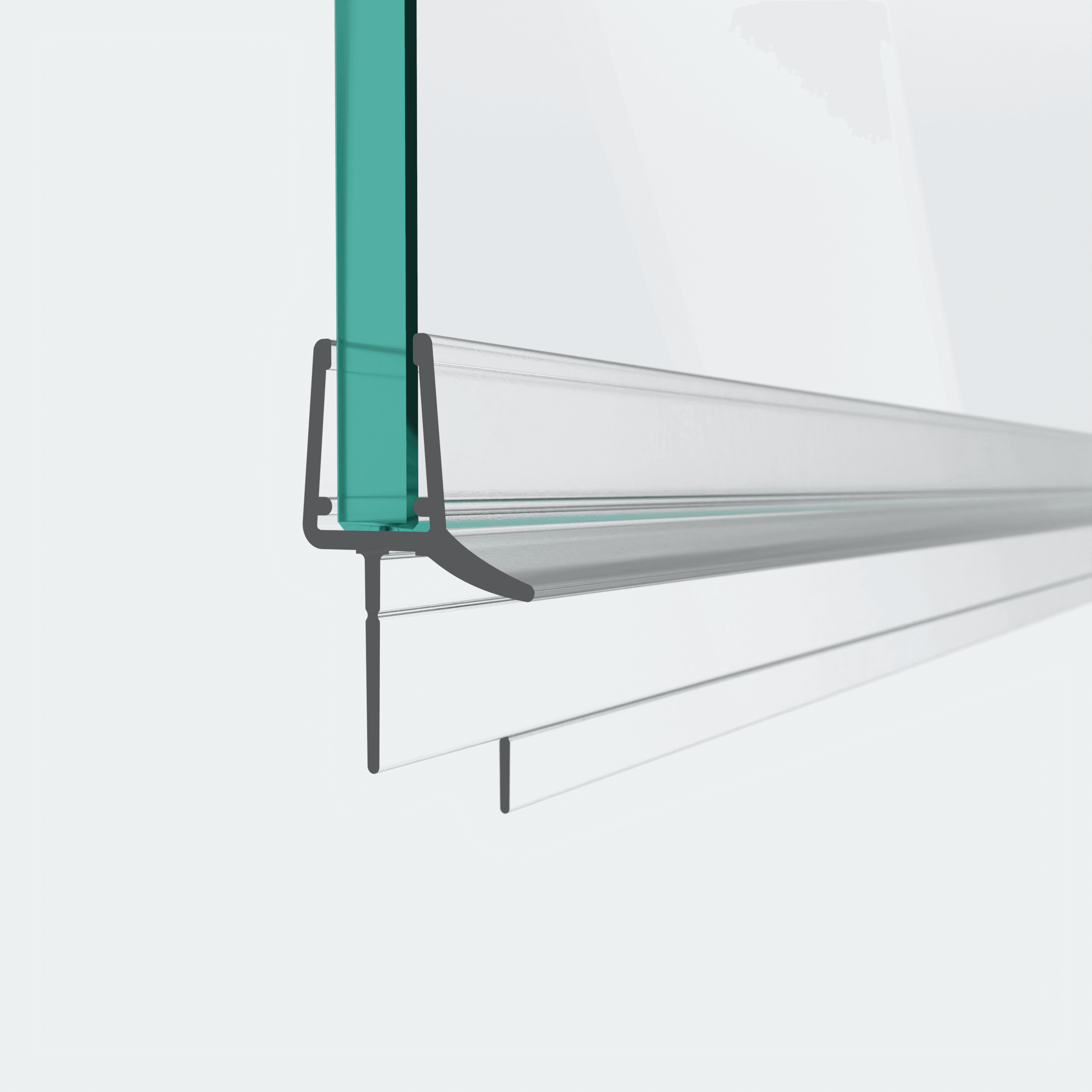 3D-Modell für eine Schleiflippendichtung mit gekürzter Dichtlippe in einer 180°-Situation