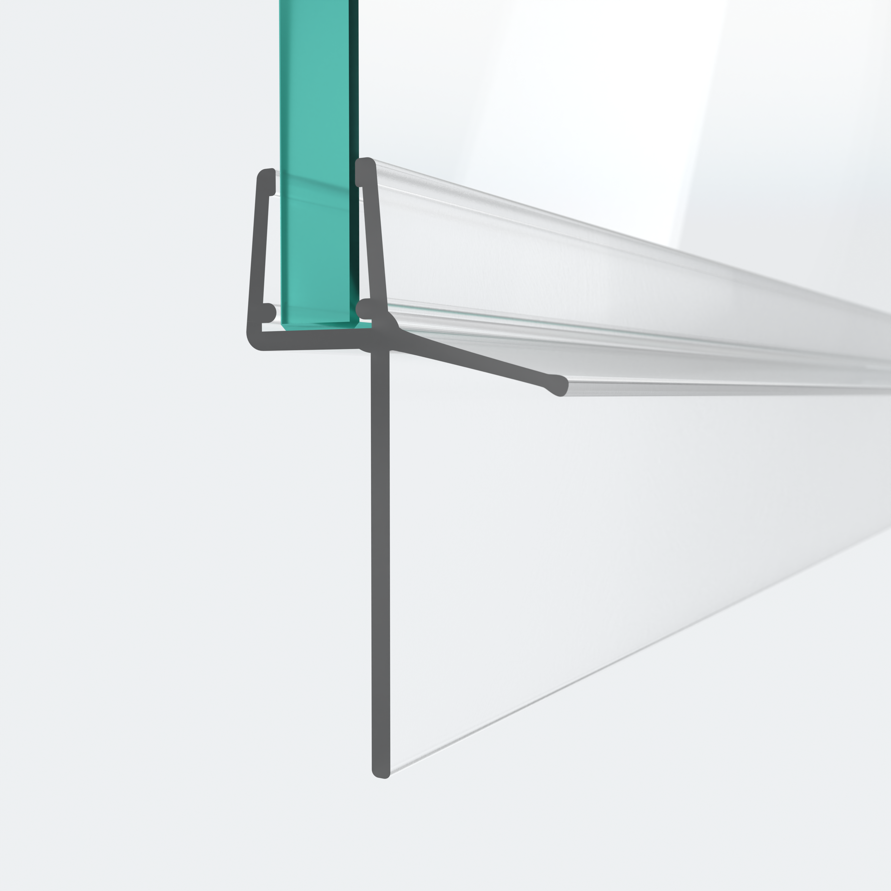 3D-Modell einer Schleiflippendichtung mit extra langer Dichtfahne für eine 180°-Situation
