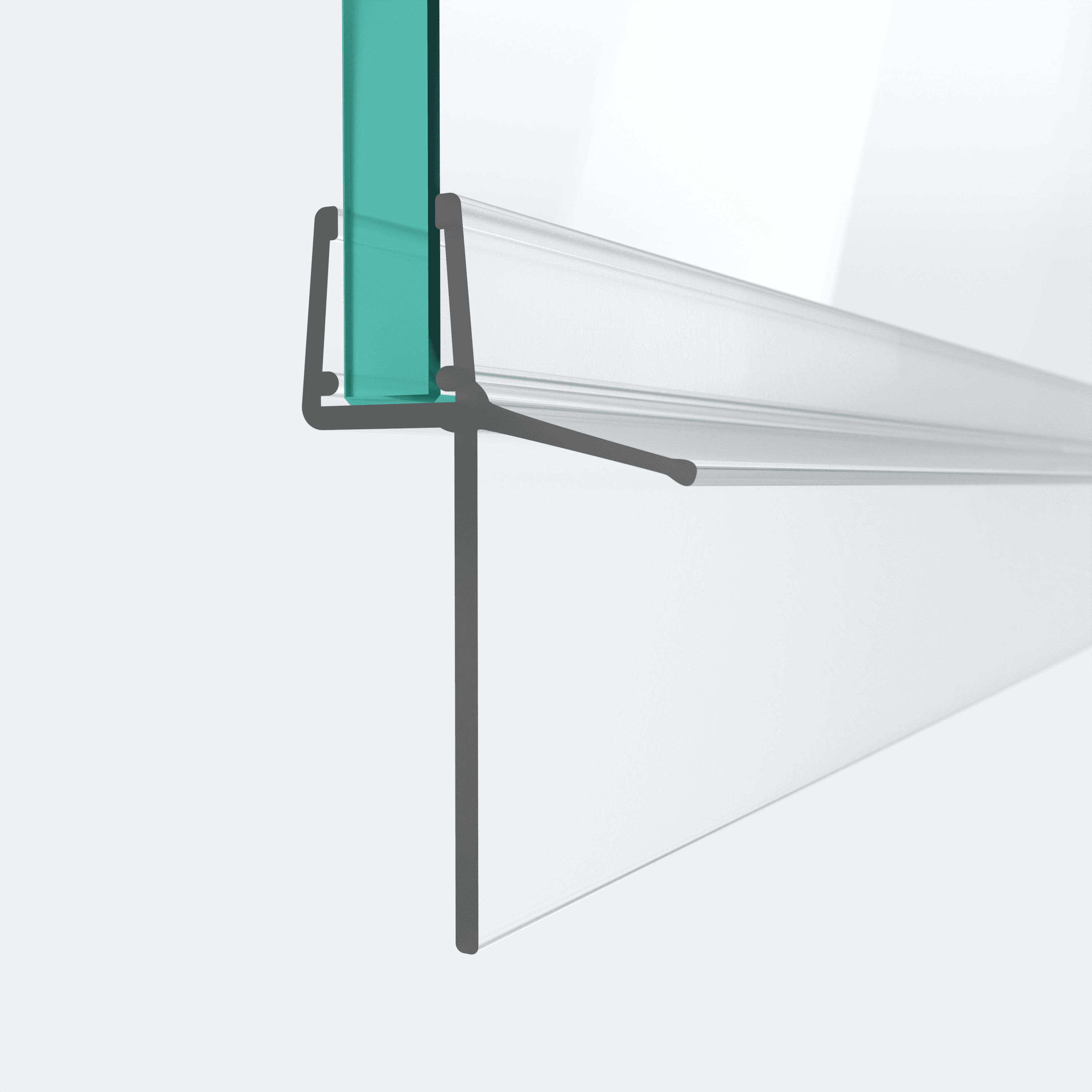 3D-Modell einer Schleiflippendichtung mit extra langer Dichtfahne für eine 180°-Situation