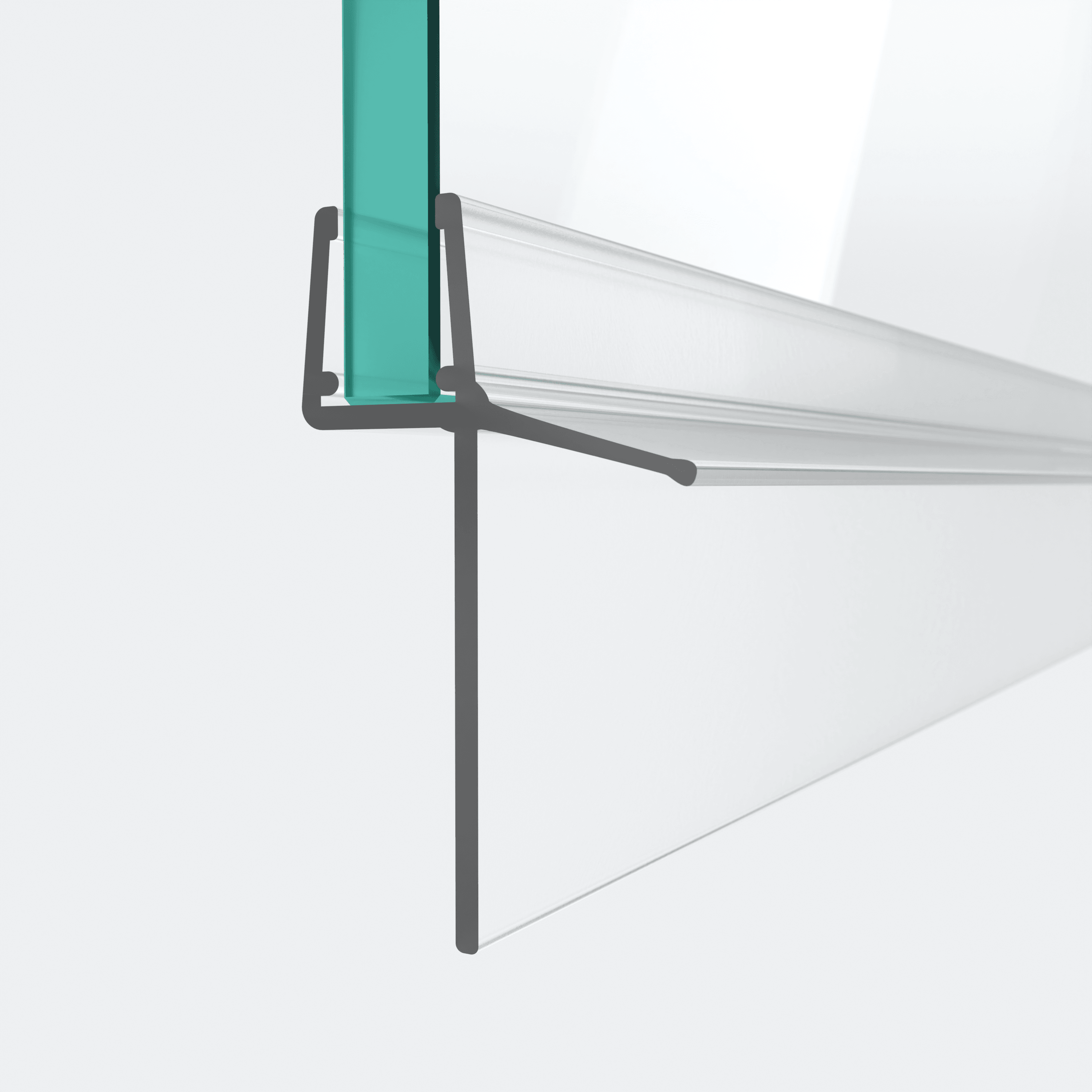 3D-Modell einer Schleiflippendichtung mit extra langer Dichtfahne für eine 180°-Situation