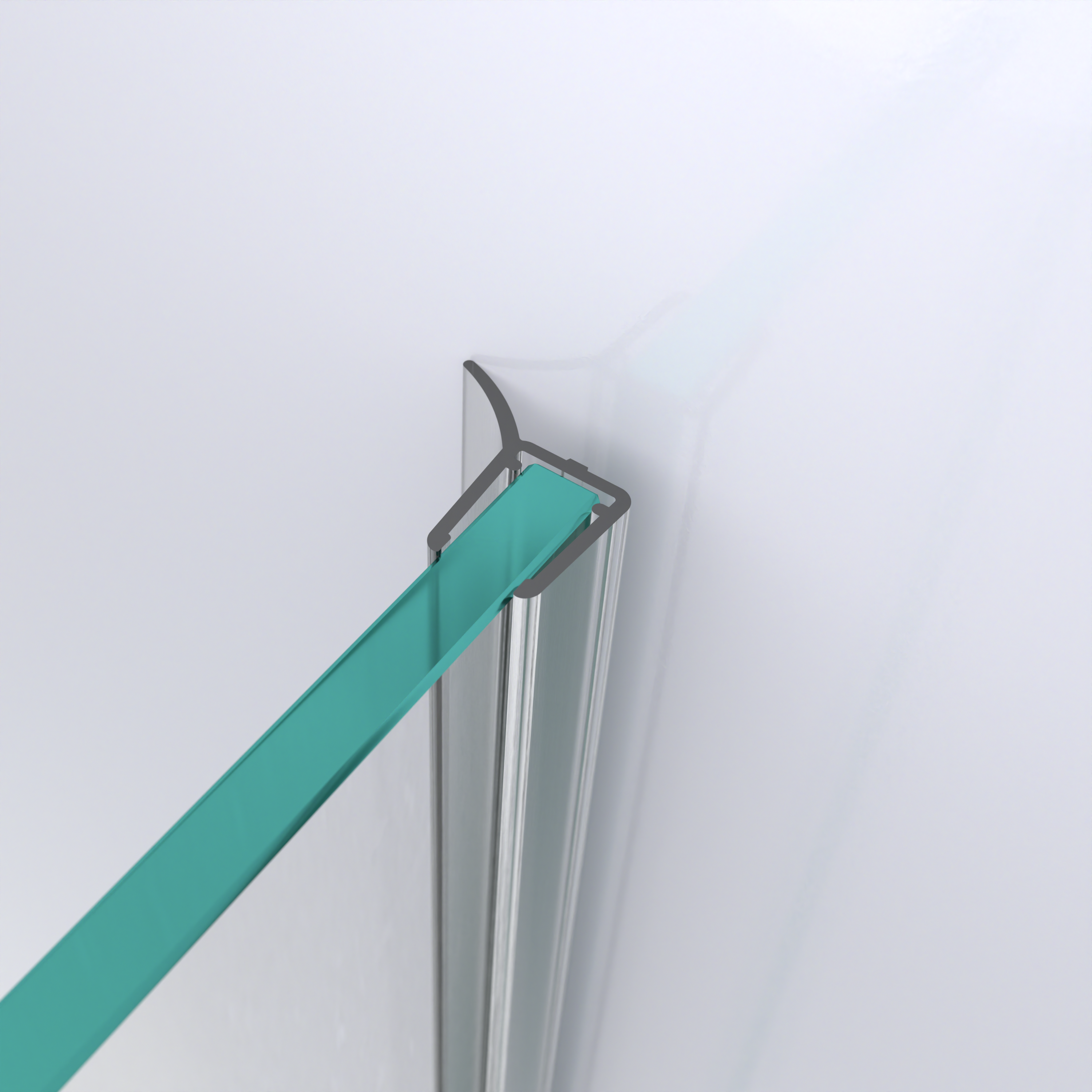 3D-Modell einer Wanddichtung für eine Glas-an-Wand-Situation