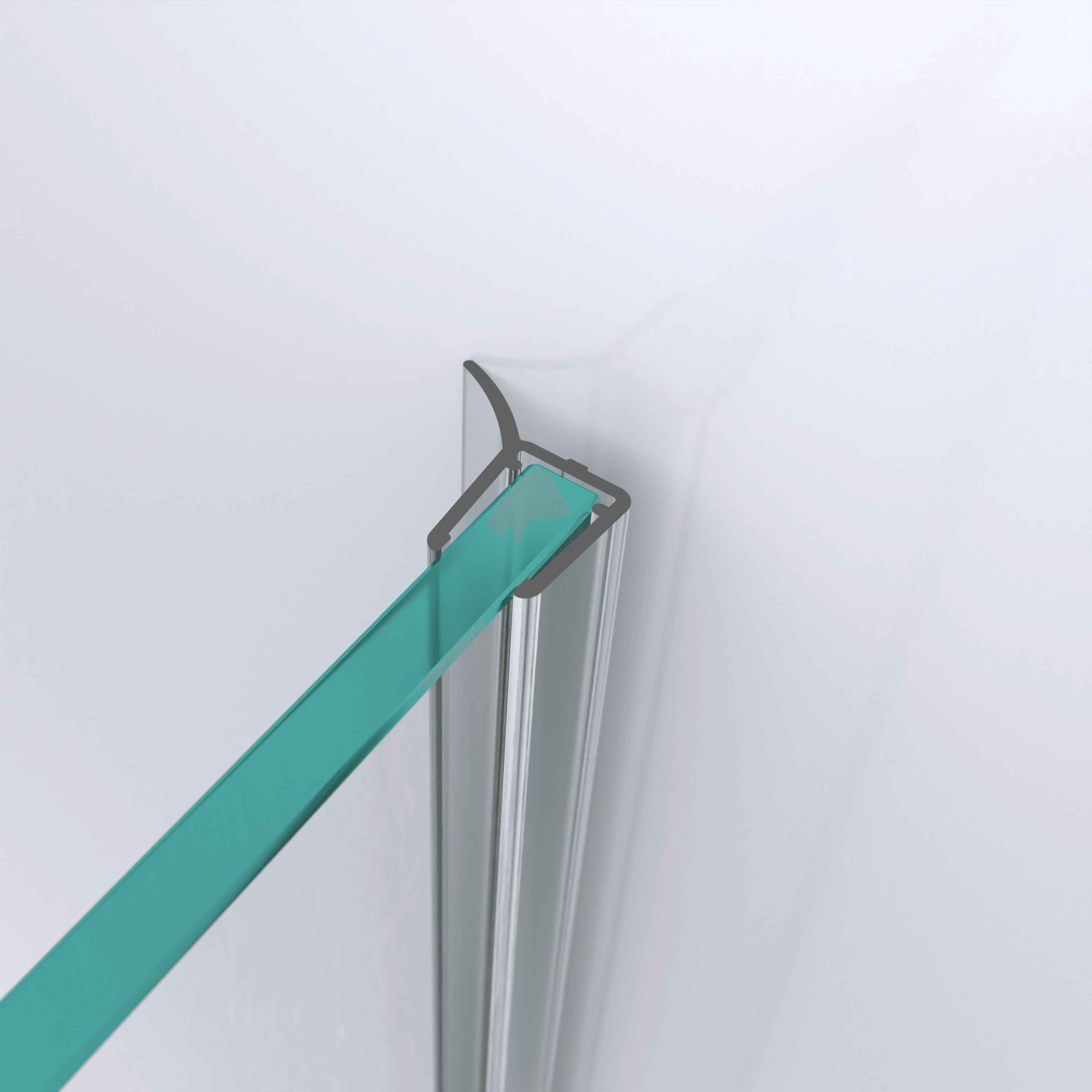 3D model of a wall seal for a glass-to-wall situation