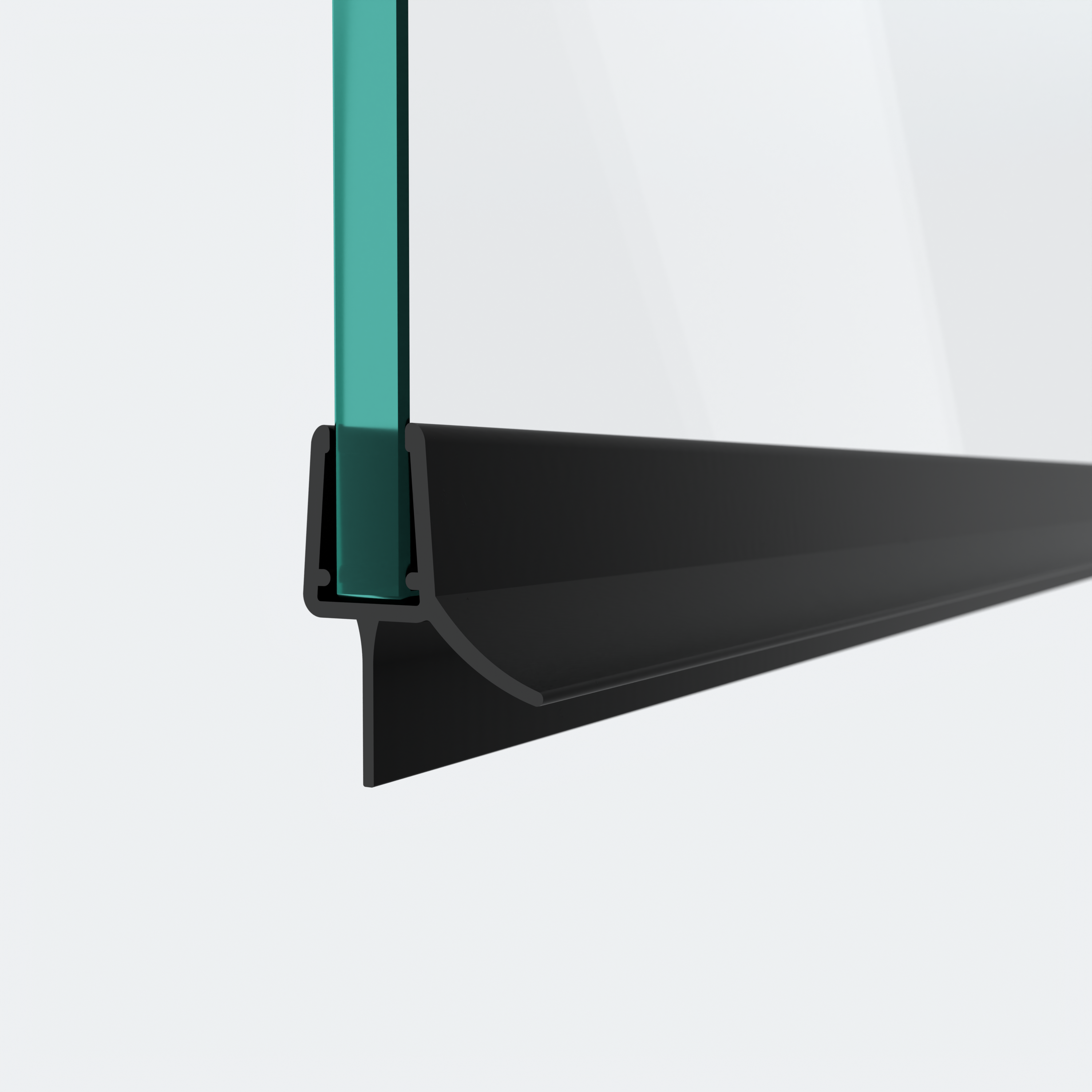 3D model of a sweep seal in a 180° situation in black