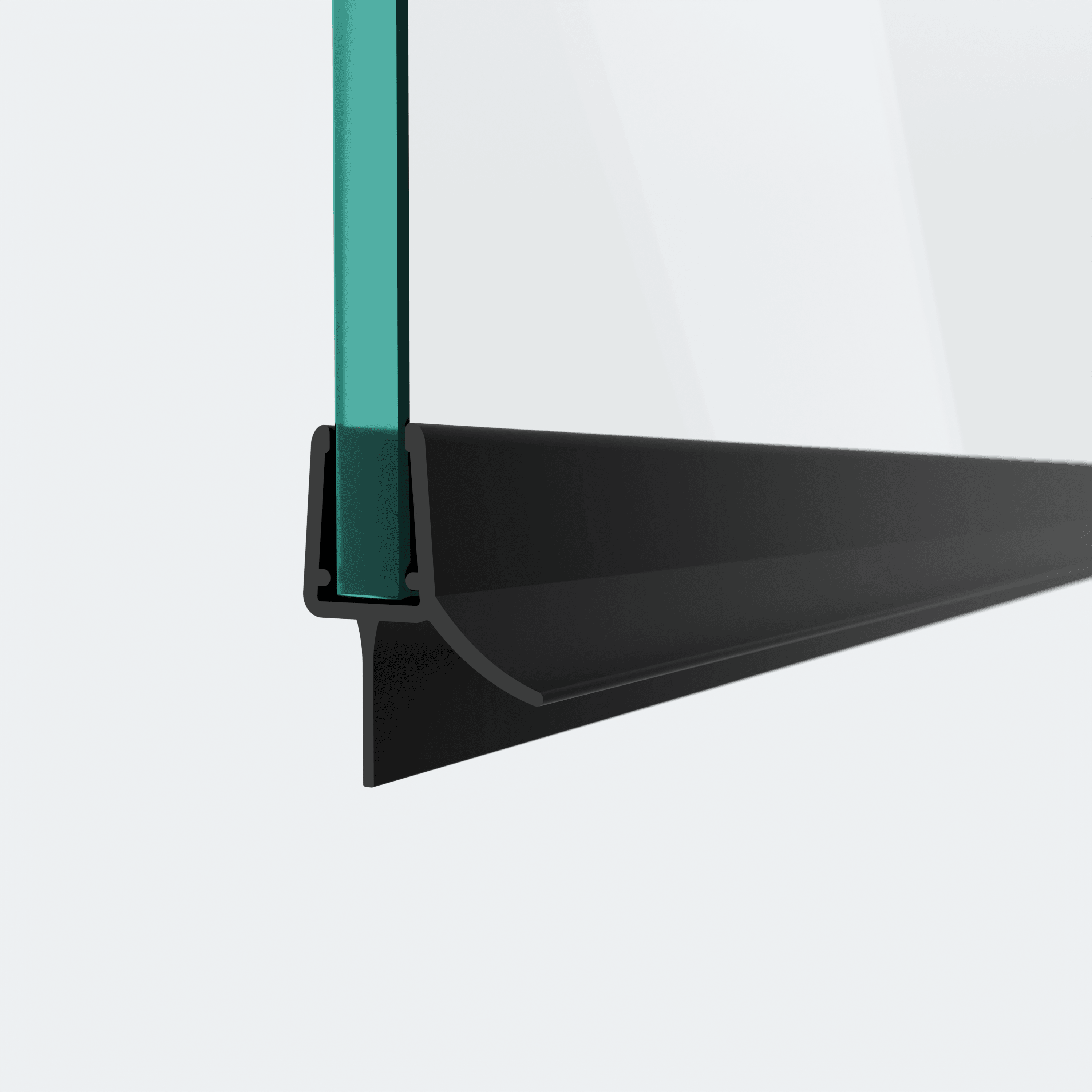 3D model of a sweep seal in a 180° situation in black