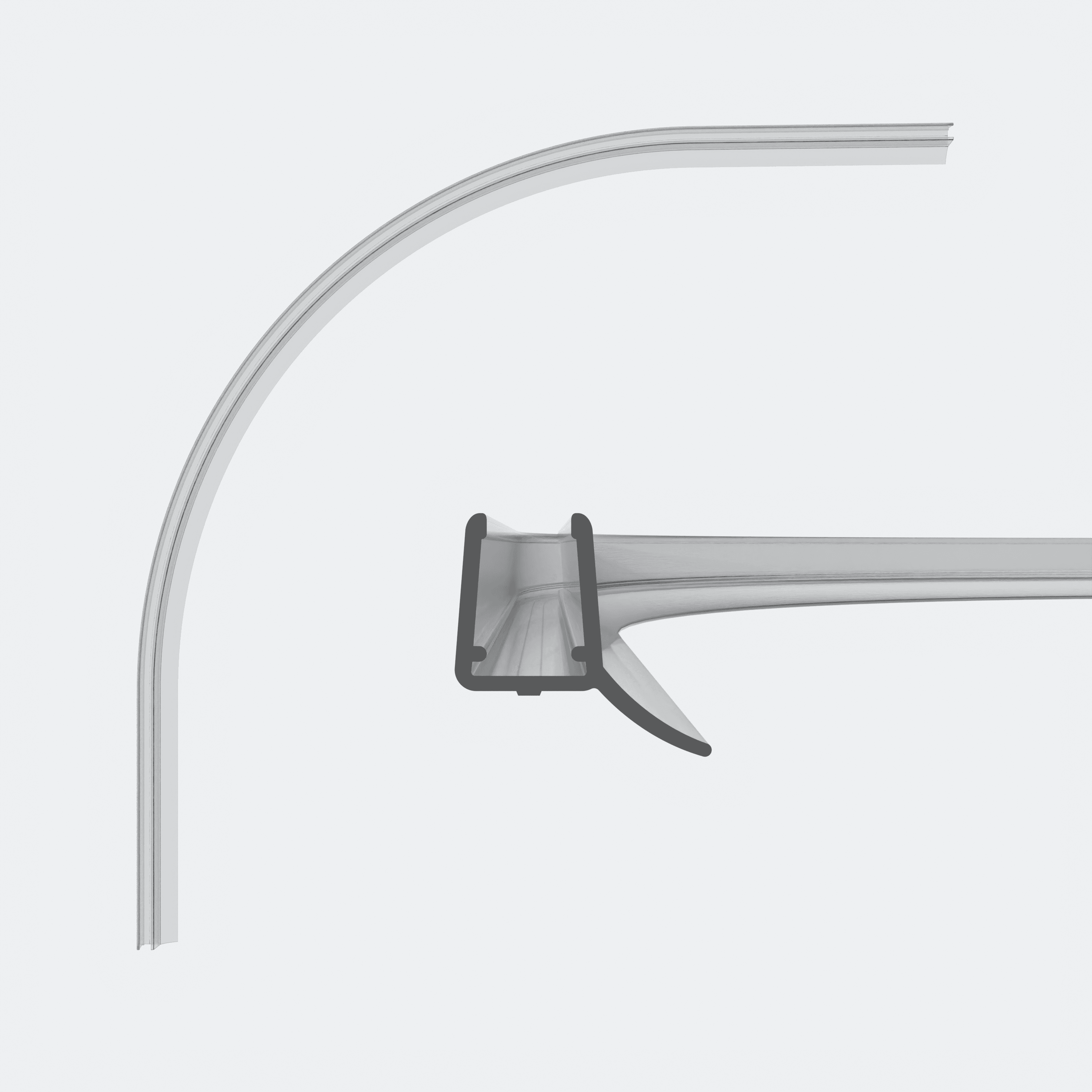 3D model of a rounded horizontal sliding-door seal