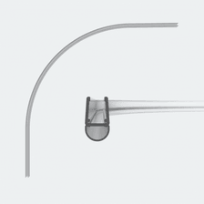 3D-Modell einer gerundeten Schleiflippendichtung mit Hohlkammer für kleines Spaltmaß