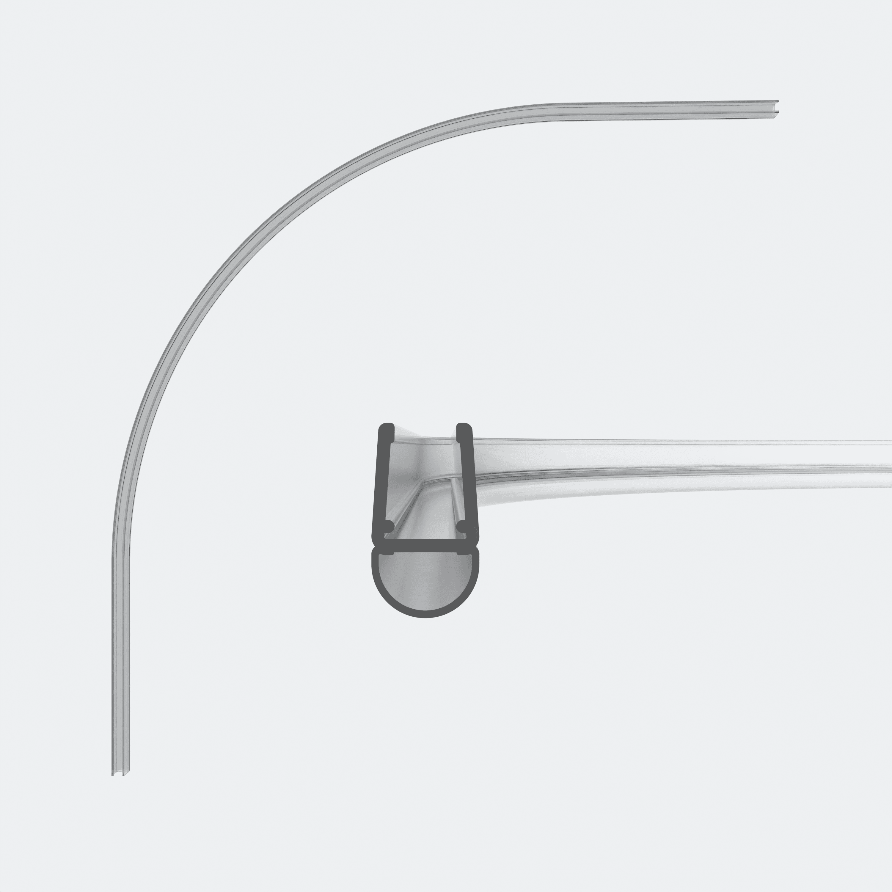 3D model of a rounded sweep seal with a hollow chamber for a small gap