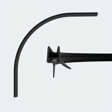 3D model of a rounded sweep seal in black for 6-8mm glass thickness