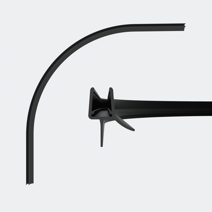 3D model of a rounded sweep seal in black for 6-8mm glass thickness