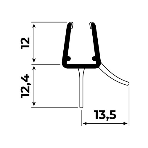 Schleiflippendichtung | 4-5 mm | 5 mm  | 6-8 mm | 10-12 mm Glasstärke | 100 cm Länge