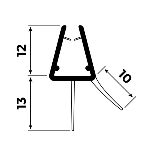 Schleiflippendichtung | 4-5 mm Glasstärke | 100 cm Länge
