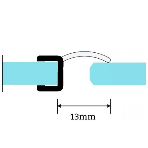 Mitteldichtung | 6 mm Glasstärke | 200 -250 cm Länge | kurzer Glaseinstand