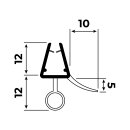 Schleiflippendichtung -H- | 4-5 mm Glasstärke | 100 cm Länge