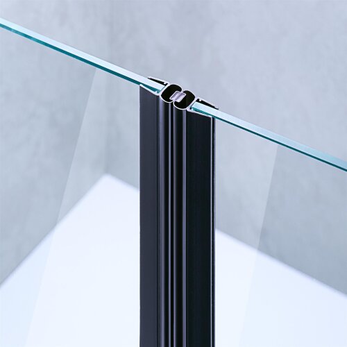 2er Set Magnetschließleiste 180° Schwarz | 6-8mm Glasstärke | rechts & links | 200 - 250 cm