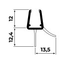 Schleiflippendichtung | Schwarz | 6-8 mm Glasstärke | 200 cm Lang