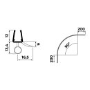 Schleiflippendichtung H68 für Runddusche | 6-8 mm Stärke | 118 cm lang